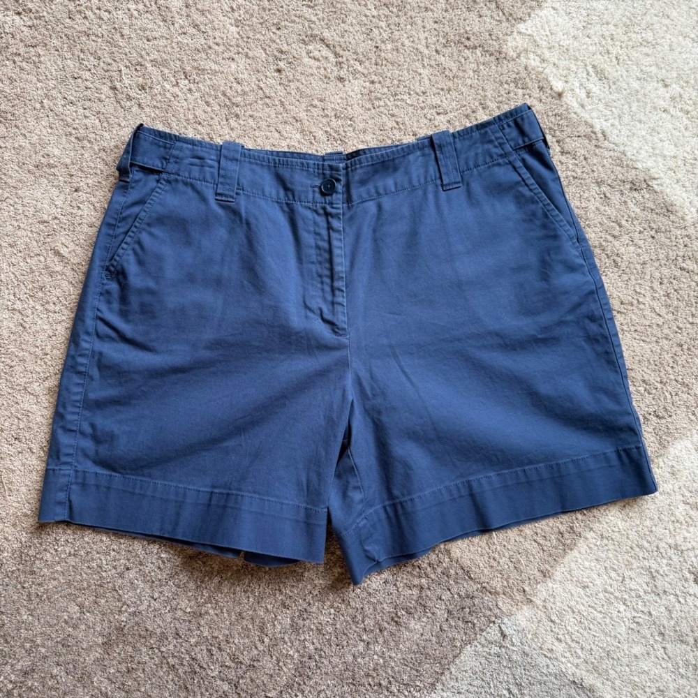 Talbots Petites Navy Blue Chino Shorts Womens 16P Stretch Cotton Twill Pockets